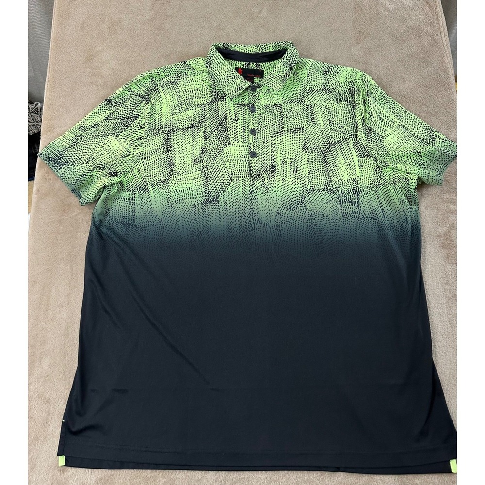 JAMIE SADOCK Performance Golf Polo Shirt Mens 2XL Lime Greenblack Gradient  EUC